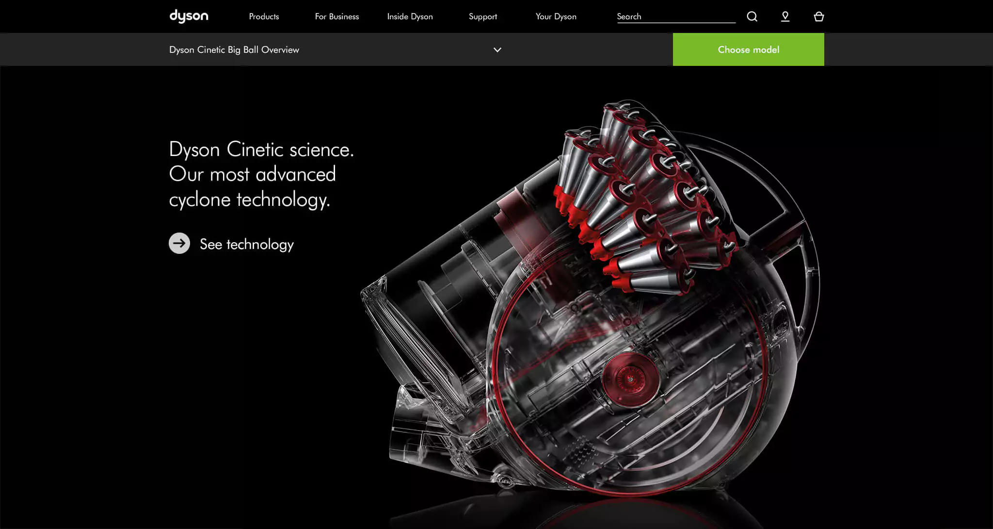 Dyson Cinetic homepage website design