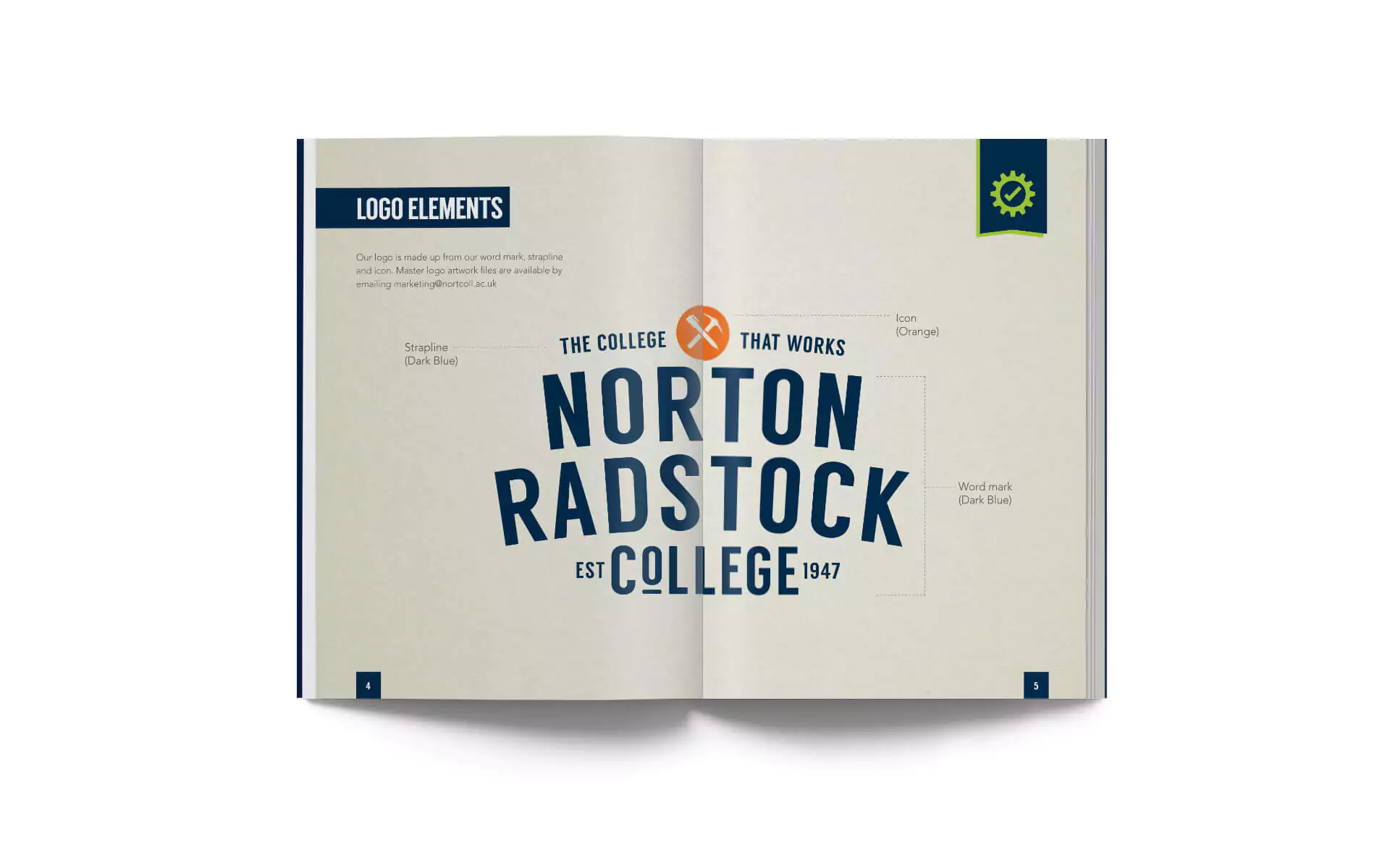 Norton Radstock College brand guidelines spread