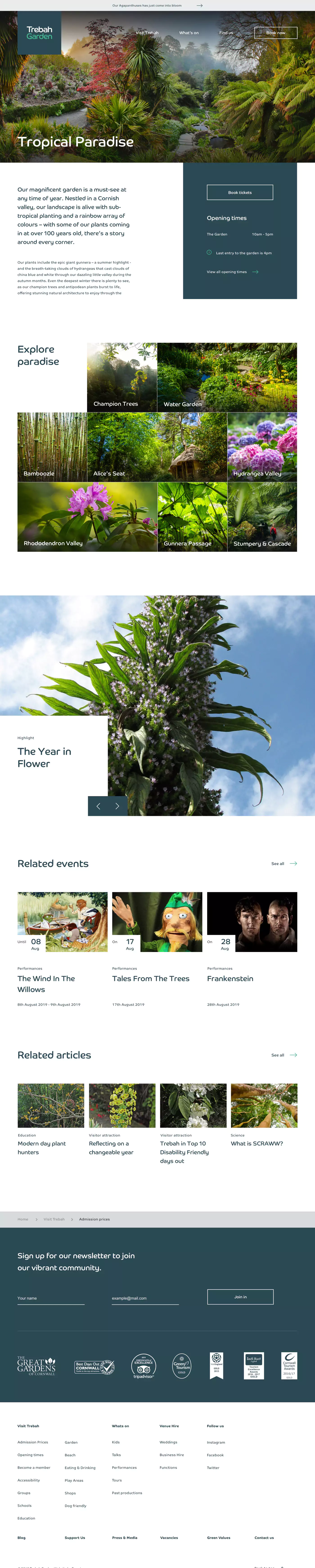 Trebah Garden website design