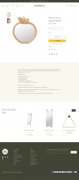 Cloudberry living Shopify website product page