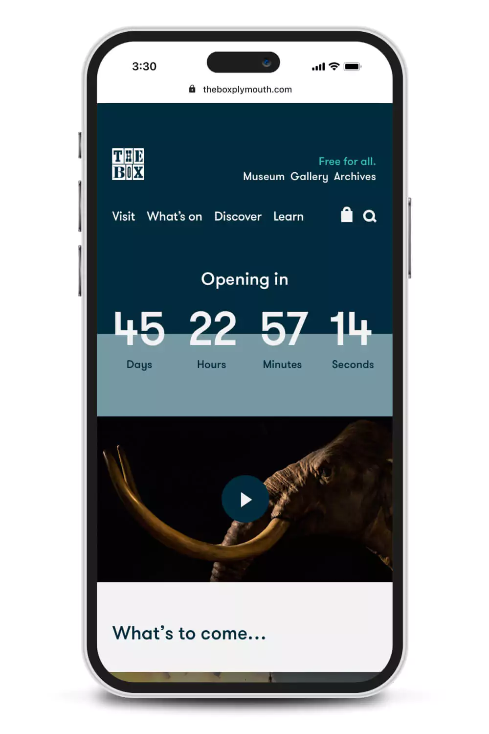The Box website mobile homepage design