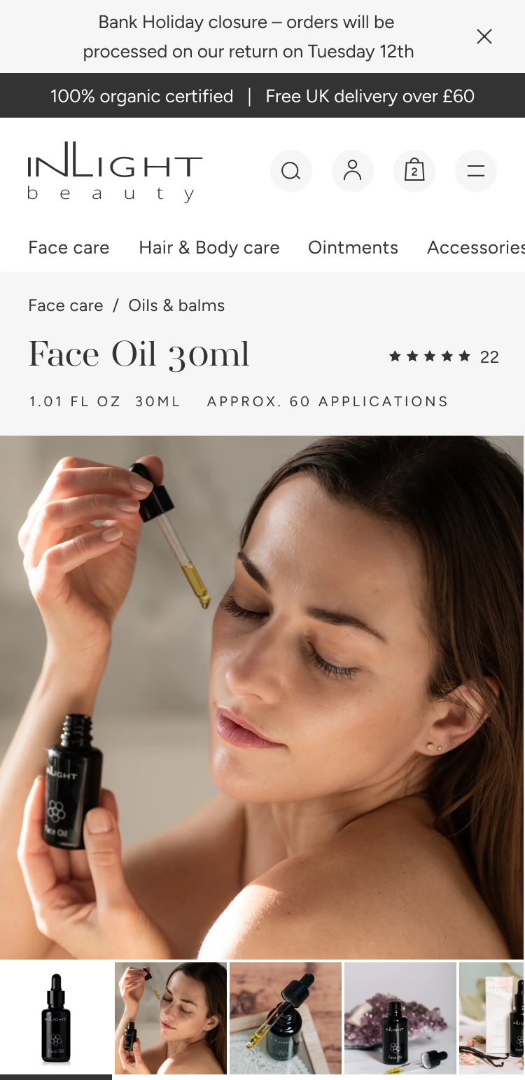 Inlight Beauty user interface design