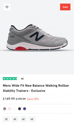 Wide Fit Shoes new Shopify website design product cards