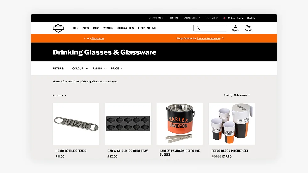Harley-Davidson Shopify Website Design